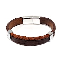 Nomad Leather Earth Classic Kahverengi Hakiki Deri Erkek Bileklik Çelik Mıknatıslı Kilit-50-536 Antrasit