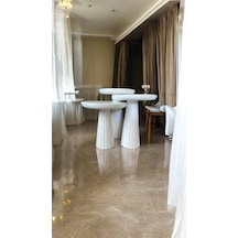 Wood Wooden Ahşap 3 Lü Set Fitilli Mantar Yan Sehpa Modern Beyaz Renk Fiskos Beyaz