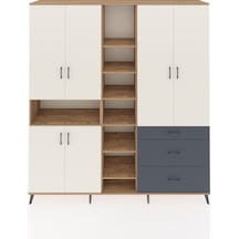 Hyperion Dolap 13 Raflı 3 Çekmeceli 6 Kapaklı 220x44x243 Çam-aytaşı/antrasit Çok Renkli