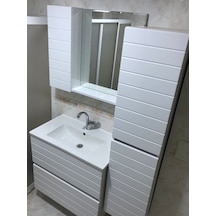 Rmr 3 Lü Banyo Dolabı Takımı 80 Lik Lavabo + Mebran Kapak +