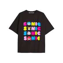 Kalic Studio Unisex Bay Sonic Desenli Siyah Yazlık T-shirt Siyah-226