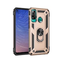 Huawei P40 Lite E Kılıf Sofya Yüzüklü Silikon Kapak - Gold 0.2M-Çok Renkli