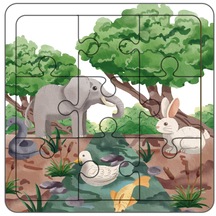 Ormandaki Fil İlk Puzzlem Çocuklar İçin Eğitici-Öğretici Ahşap Oyuncak 9 Parça