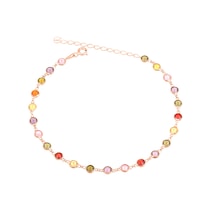 Brezza Lusso Jewelry Renkli Taşlı Su Yolu Gümüş Kadın Ayak Halhal Rose