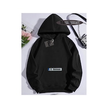 Tarzsokak Kapşonlu Sweatshirt Siyah 72 Batman Özel Tasarım Plaka Detaylı