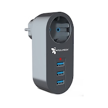Fulltech FTR-07 3xUSB Akıllı Termal Akım Korumalı Priz Siyah