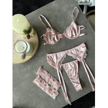 Diamond Pembe Dantel Detaylı Jartiyer Set Pembe