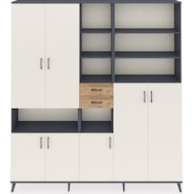 Arges Dolap 17 Raflı 2 Çekmeceli 7 Kapaklı 220x30x243 Antrasit-aytaşı/çam Aytası/atlas Çam