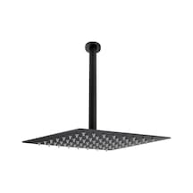 Fause Ankastre Duş Başlığı Borulu Kare Slim Metal 40 X 40 Cm Tavandan Siyah