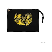 Zepplin Giyim Wu Tang Stencil Logo Siyah Clutch Astarlı Cüzdan / El Çantası