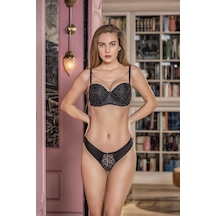 Mode Cool Simli Straplez Lotus Sütyen Ve Slip Külot Takım Siyah Brf31541 Siyah