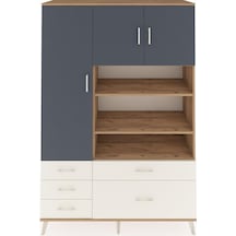 Hyperion Dolap 9 Raflı 5 Çekmeceli 3 Kapaklı 132x44x195 Çam-antrasit/aytaşı Antrasıt/aytası