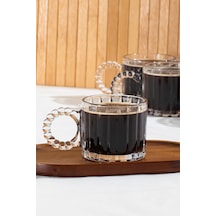Porsima 11412 Boncuk Kulplu 6lı Cam Kahve Çay Bardağı Seti 250ml Şeffaf