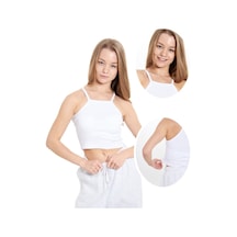 Alya Underwear Kaşkorse Dar Yaka Askılı Crop Beyaz