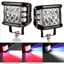 Off Road Sis Lambası Beyaz-kırmızı-mavi 12 Led 36w Aliminyum Kasa Set 2 Adet