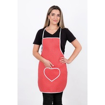 Trendy 3lü Set Sıvı Su Geçirmez Mutfak Önlüğü Isıya Dayanıklı Fırın Eldiveni Ve Tutacak Çeyiz Seti Kırmızı Puantiye