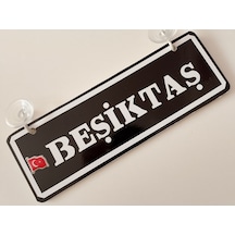 Beşiktaş Yazılı Siyah Beyaz Dekor Plaka - 22x7,5cm Vantuzlu Dekor Levha, Dekor Plaka 1 Adet