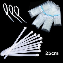 Beyaz Cırt Plastik Kelepçe 25 cm Kablo Bağı - 3.6*250mm 100 adet