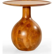 Wood Tekli Mantar Ahşap Orta Sehpa Fiskos Çiçeklik Decorative Kahverengi