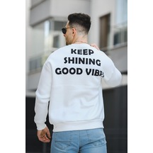 Trc 2719 Üç İplik Şardonlu Sırt Baskılı Bisiklet Yaka Oversize Erkek Sweatshirt 001