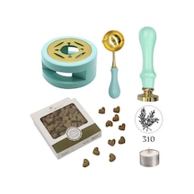 Davetiye Mum Mühürü Uygulama Seti Su Yeşili Renk 310 Botanik Desen