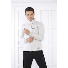 Escetic Erkek Spor Slimfit, Dik Yaka, 4 Cepli, 4 Mevsim Kar Melanj Eşofman Takımı-4191 - L Kar Melanj
