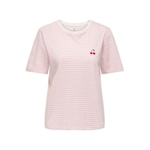 Only Onlhappy S/s Emb Top Jrs Kadın T-shirt 15370117 Pudra