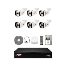 Fury 6 Kameralı 5mp Lens 1080p 6 Warm Led Renkli Gece Görüşlü Güvenlik Kamera Sistemi 320gb 1606