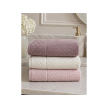 Gonca Kristal Desenli Renkli Havlu 50x90 Cm 3'lü Set %100 Pamuk - Mauve Pearl Çok Renkli