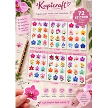6 Sayfa Orchid Sticker Set Orkide Temalı Sticker Seti Ajanda Scrapbook Journal Planner - 944096644 Diğer