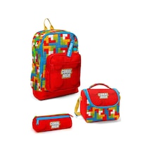 Coral High Goshopya Renkli Blok Desenli 3 Lü Okul Çanta Seti Goset0123775 Çok Renkli