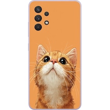 Samsung Galaxy A32 Uyumlu Masum Kedi Baskılı Silikon Kılıf Renkli