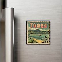 Tonga Tonga - Posta Pulu Temalı Ülke - Baskılı Buzdolap Magneti Kare - 9x9 Cm