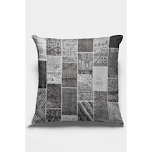 Gri Patchwork Çift Taraflı Yastık Kırlent Kılıfı Krl292n11