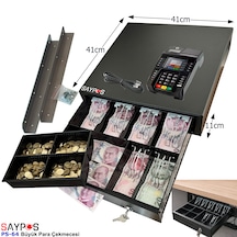 6 Banknot Gözlü Montaj Askılı Ve Ingenico Yazarkasa Pos Uyumlu Büyük Para Çekmecesi 41x41x11cm