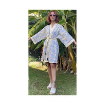 Lila Mare Pamuk Kumaşlı Handmade Beachwear Yazlık Kimono Standart Bedenlere 36-44 Arası Uygundur Renkli Renkli