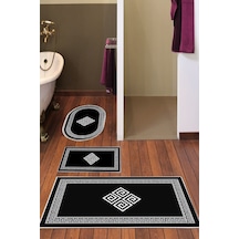 Eko Trend Djt 3 Lü Yıkanabilir Kaymaz Taban Banyo Paspas Seti 656m Modern Siyah