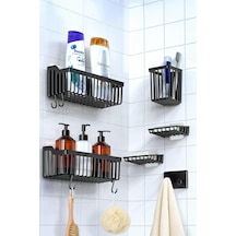 Ata Home Banyor 6'li Banyo Seti Yapışkanlı Banyo Düzenleyici Şampuanlık Diş Fırçalık Sabunluk Askılık Takım Çok Renkli