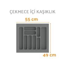 Çekmece İçi Kaşıklık Ve Kepçelik Düzenleyici Gri 55x49 Cm 49x40 Cm Kadar Kesilebilir Grı