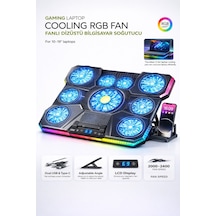 9 Fanlı Laptop Soğutucu 2400 Rpm Ultra Güçlü Fan 13-19 İnç Laptoplar İle Uyumlu 8 Kademe Yükseklik