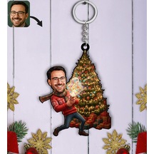 Bk Gift Kişiye Özel Erkek Yılbaşı Karikatürlü Ahşap Anahtarlık -8, Yeni Yıl Hediyesi, Yılbaşı Hediyesi Kobitmeyencom35809 Bk Gift