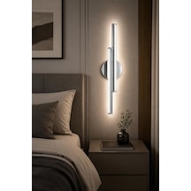 Tr Dekoratif 20w İç Mekan Krom Kasa 3 Renkli Işık Elektrikli 80 Cm Duvar Aplik 4 Adet 10, Krom Genel