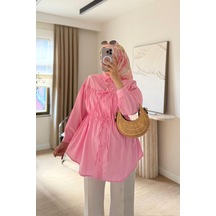 Unika Boutique Kadın Büzgü Detaylı Tesettür Gömlek Pembe