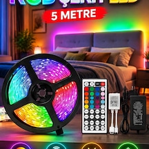 Kumandalı Rgb Şerit Led 5 Metre 5050 Renk Değiştiren Dekoratif Işık