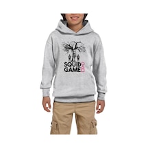 Squid Game Doll Bebek Gri Çocuk Kapşonlu Sweatshirt Gri