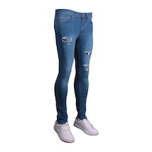 Erkek Mavi Denim Spor Giyim Açık Mavi