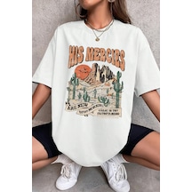 Unisex His Mercies Baskılı Oversize Tshirt Beyaz