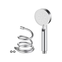 5 Fonksiyonlu Turbo Duş Başlığı Seti, 200 Cm Pvc Banyo Hortumu İle Açık Bej