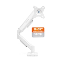 Tek Kollu Monitör Kolu Vesa Uyumlu Hareket Ayarlanabilir Monitör Standı 17-32 9kg Kapasite Beyaz