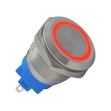 E56 19mm Metal Buton Yaylı 12-24v Kırmızı Led 1no/1nc